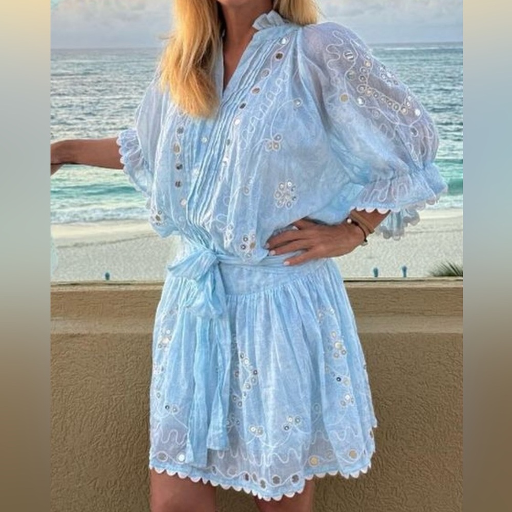Juliet Dunn RARE! NWT Mirror Embellished Mini-Dress UK 4 / US 10 with Slip!